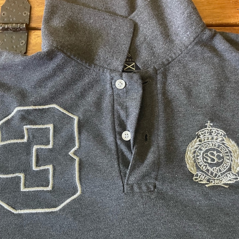 Vintage SCAPA SPORTS POLO TEAM #3 Long SLEEVE Collared SHIRT SIZE Medium M Gray - Picture 11 of 11